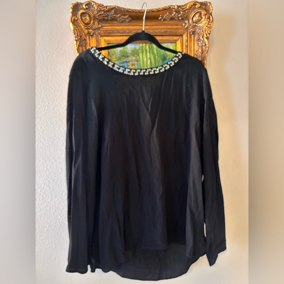 GAP Tops - GAP Black Long Sleeve Top with Beaded Neckline
